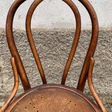 4 bistro chairs in curved wood N° 18 of the 1920s 1930s wooden seat