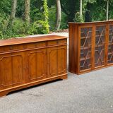 Large English solid wood library from the 19th century, 162cm.