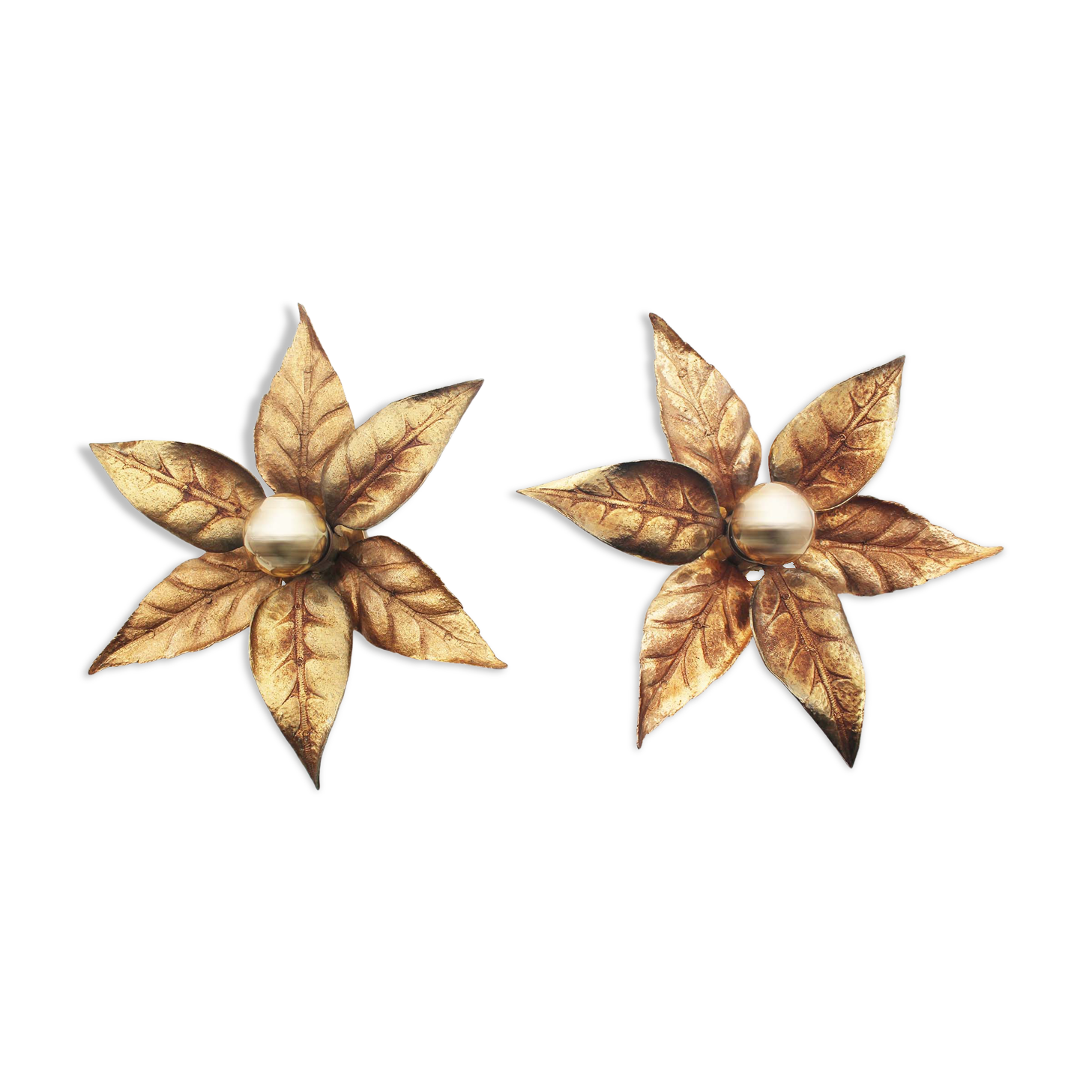 Set of brass ‘floral’ wall sconces