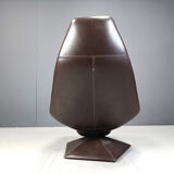 Vintage leather swivel chair with ottoman, 1970s