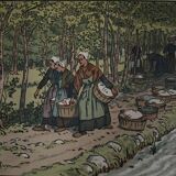 Lithograph by Henri Rivière The Beautiful Country of Brittany Washhouse in Tréboul