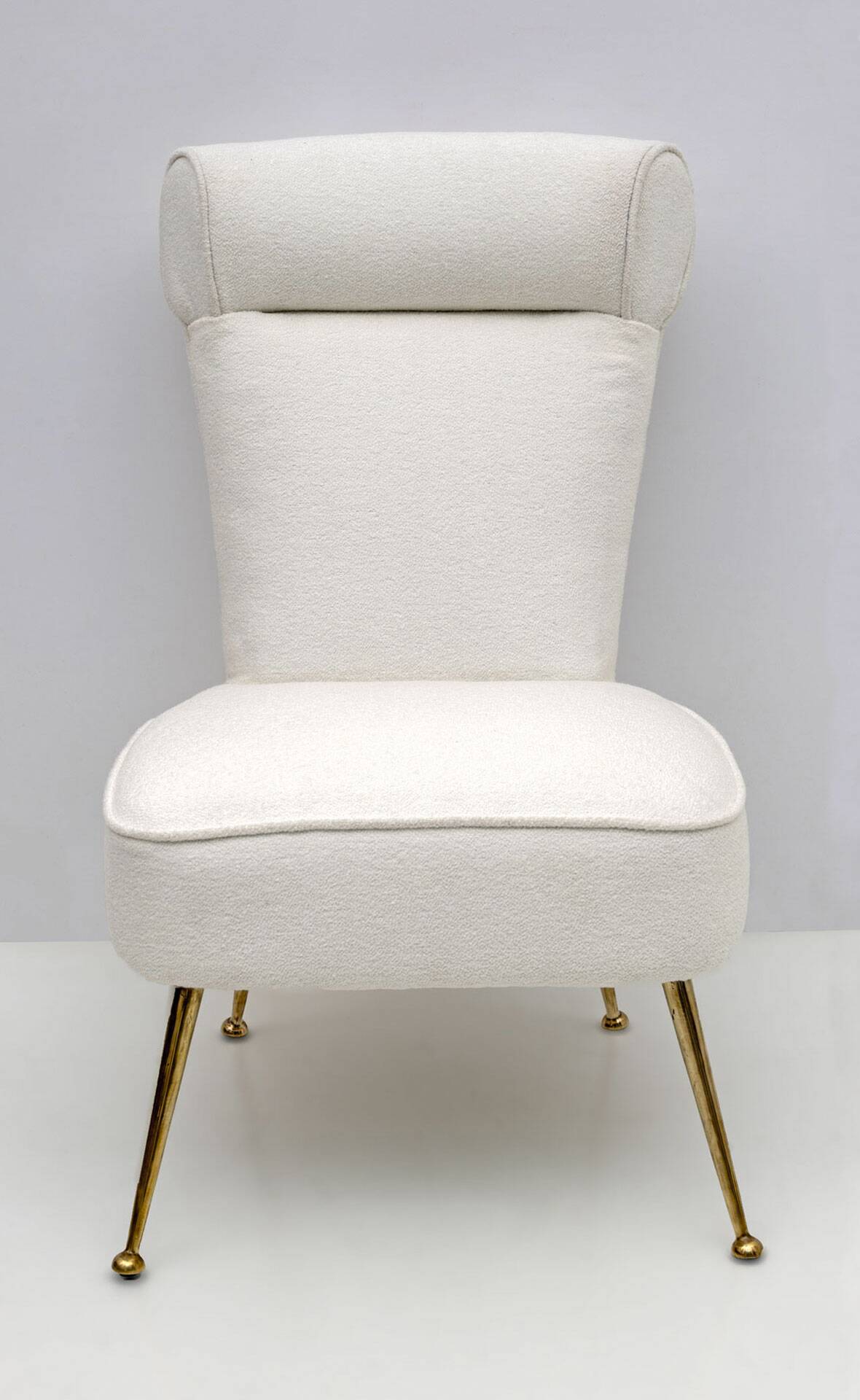 Pair of Gigi Radice Mid-century Modern Boucle Small Armchairs by Minotti 50