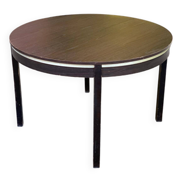 Table à manger scandinave contemporaine ronde extensible wengé 1990