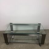 Table basse en aluminium chromé brossé vintage 1970