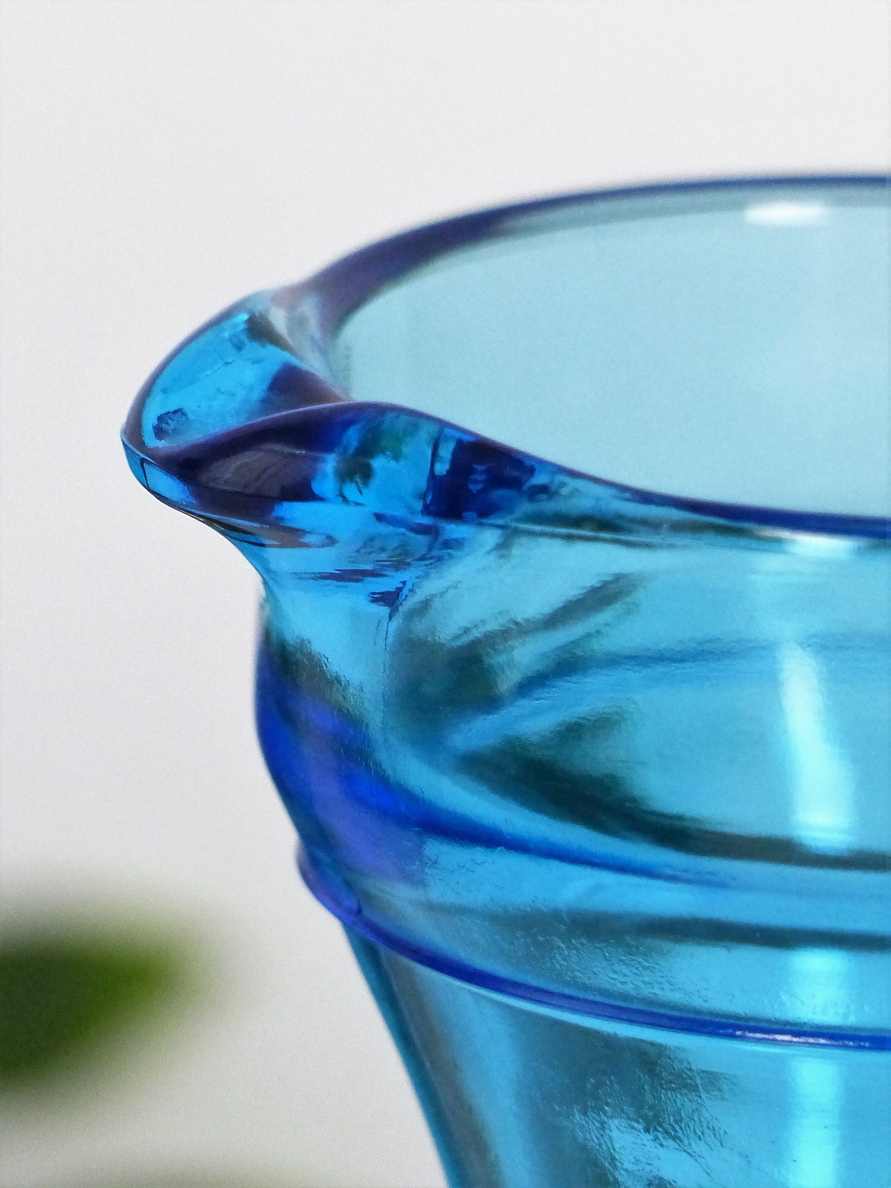 Blue glass pitcher water broc