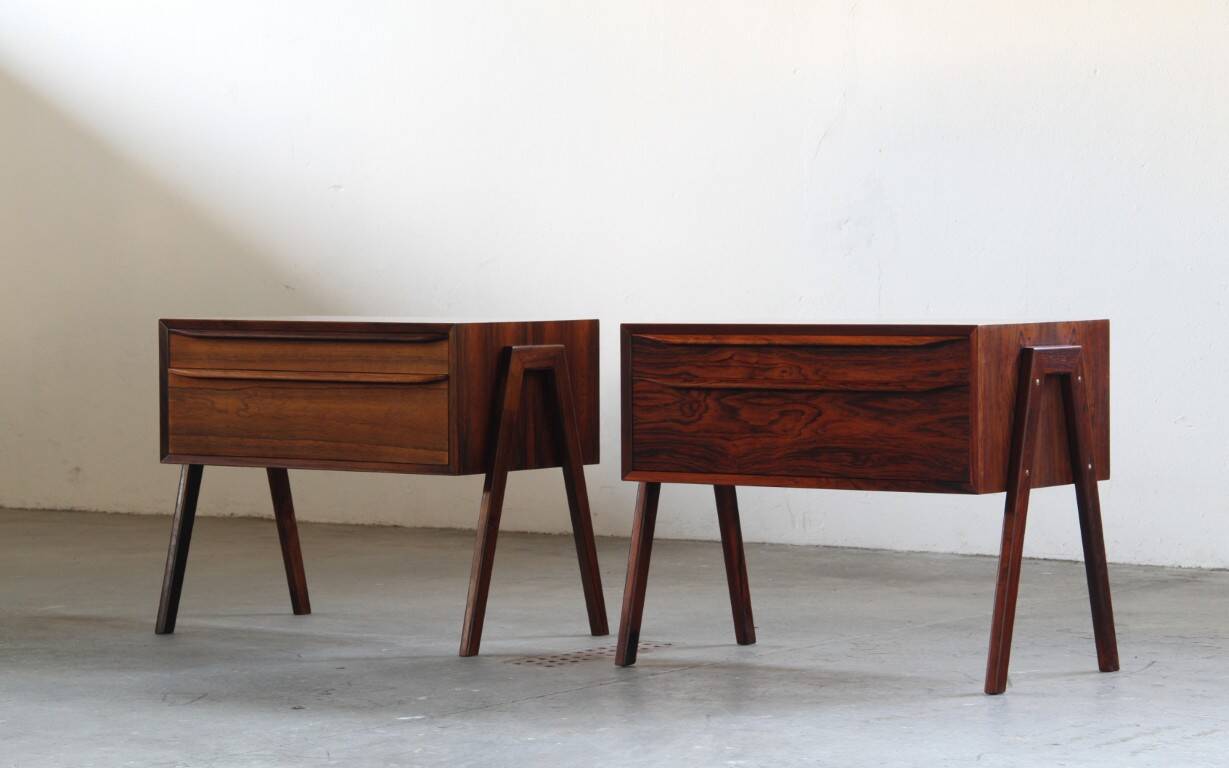 Vintage set of Danish rosewood bedside sewing nests attributed to Erling Torvits, 1960s