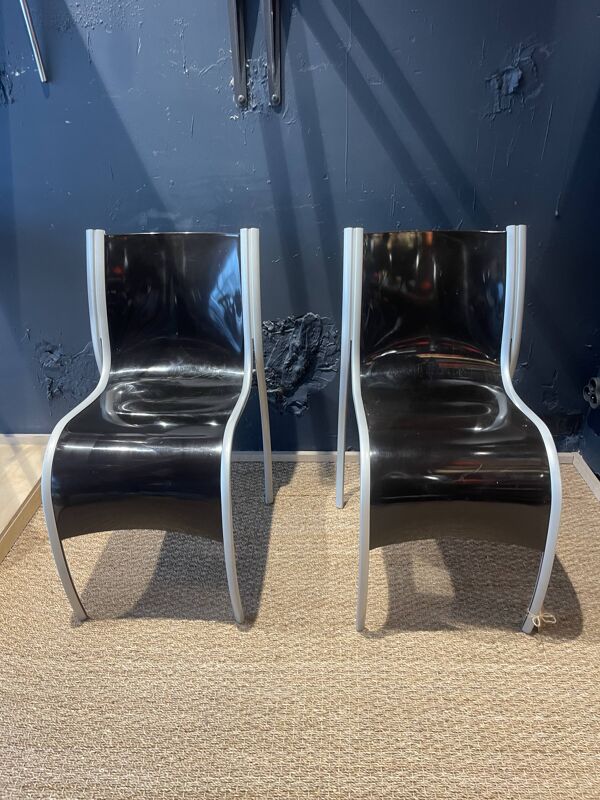 Paire de chaises FPE par Ron Arad pour Kartell noir Italie années 2000