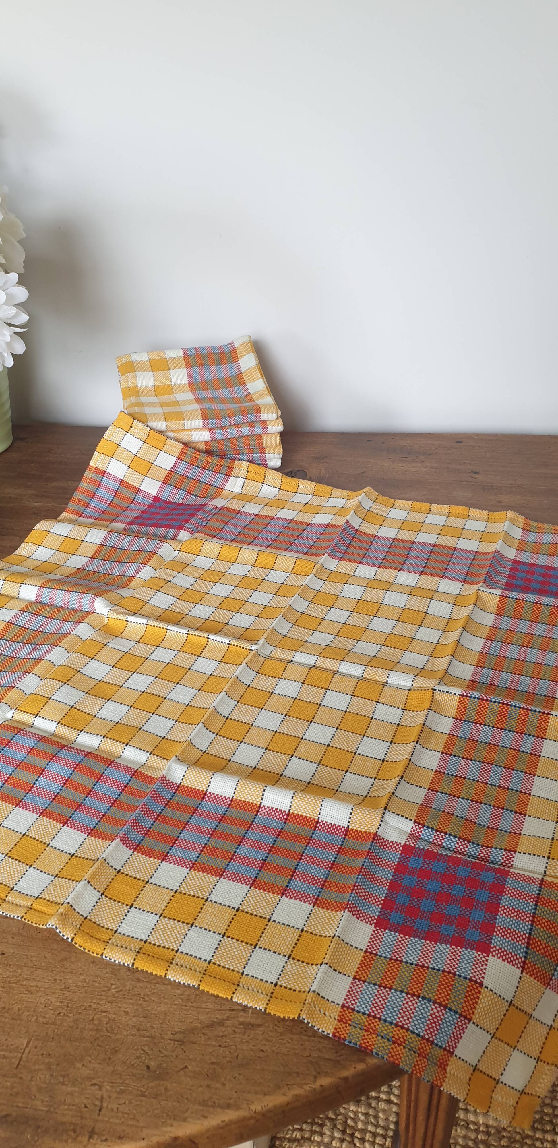 Serviettes de table anciennes en coton
