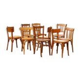 Lot 9 chaises bistrot mélangées années 40-60