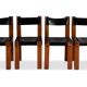 Pierre Chapo. Series of 8 "S11" chairs in elm and leather. 1960s-70s.