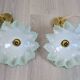 Pair of green opaline glass pendant lights – frosted poetry & Art Deco brilliance