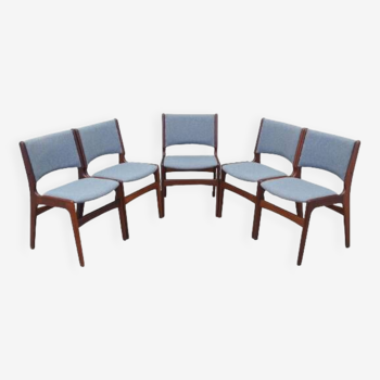 Set of five rosewood chairs, Danish design, 1970s, designer: Henning Kjaernulf