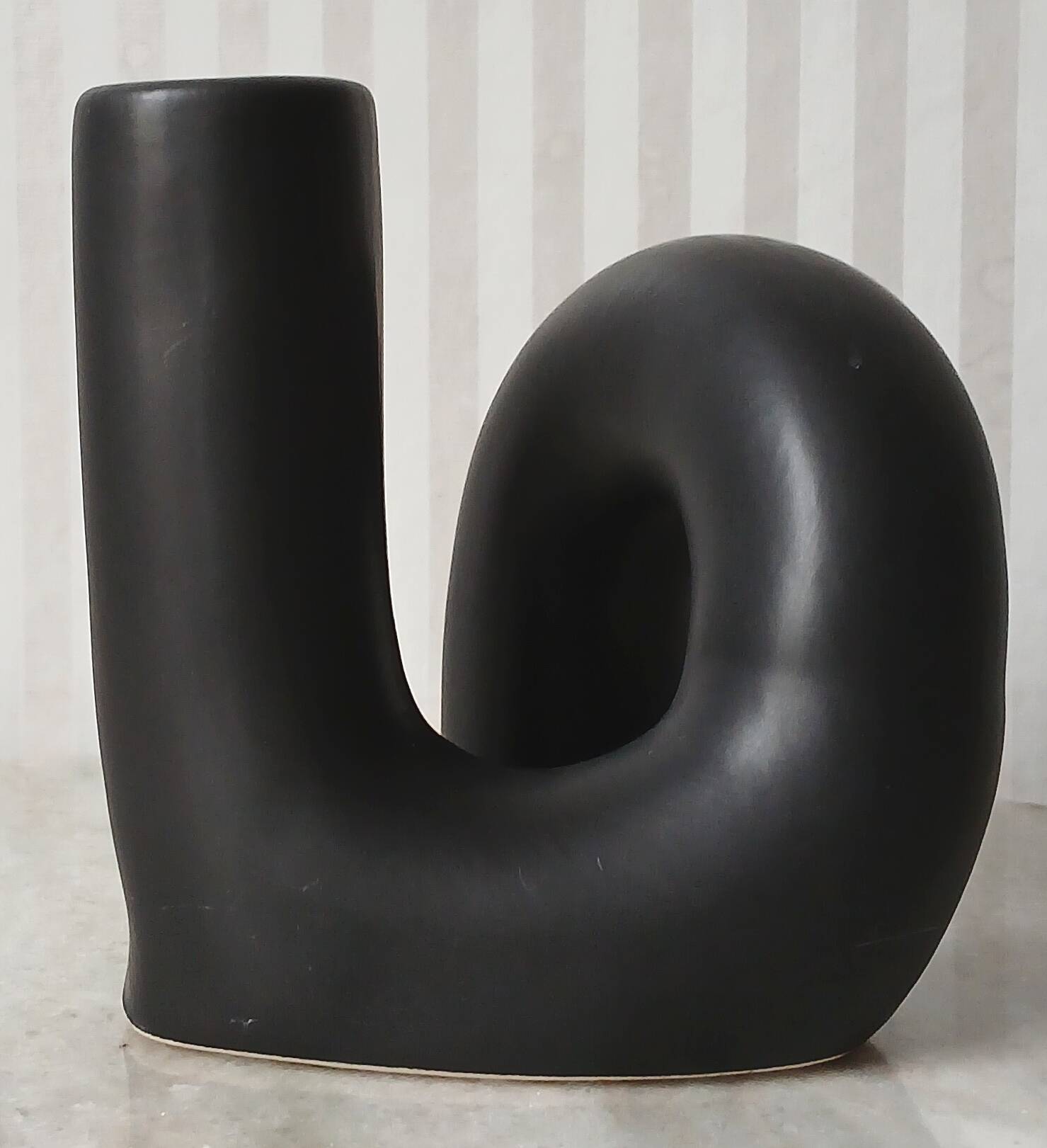 Black ceramic tube candle holder