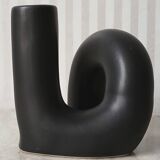 Black ceramic tube candle holder