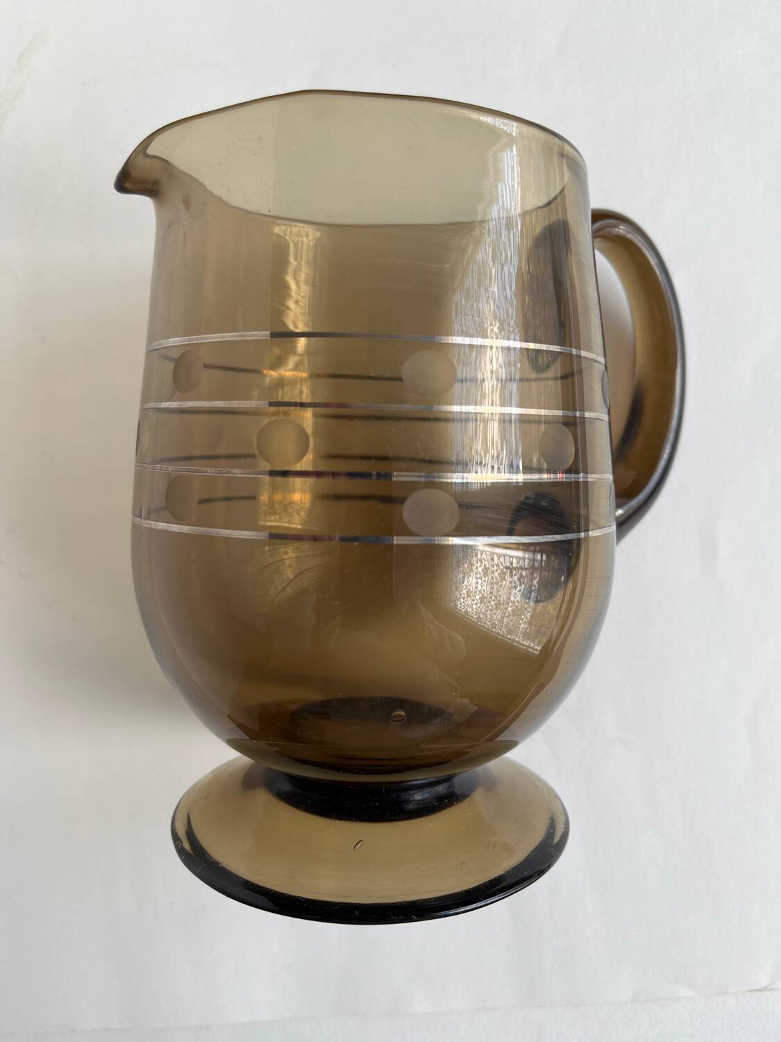 Art deco pitcher in smoked glass