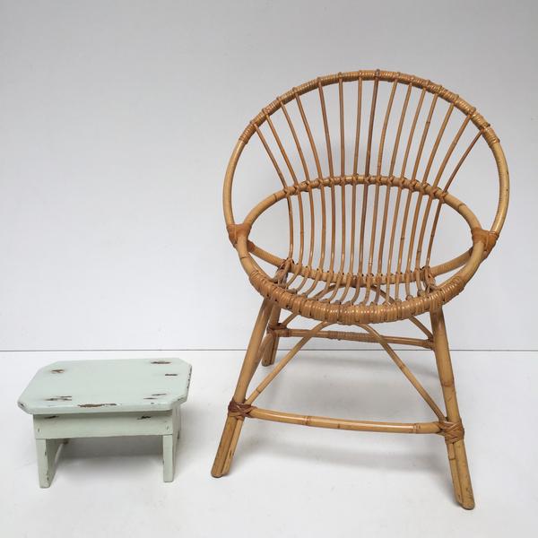 Fauteuil rotin vintage coquille