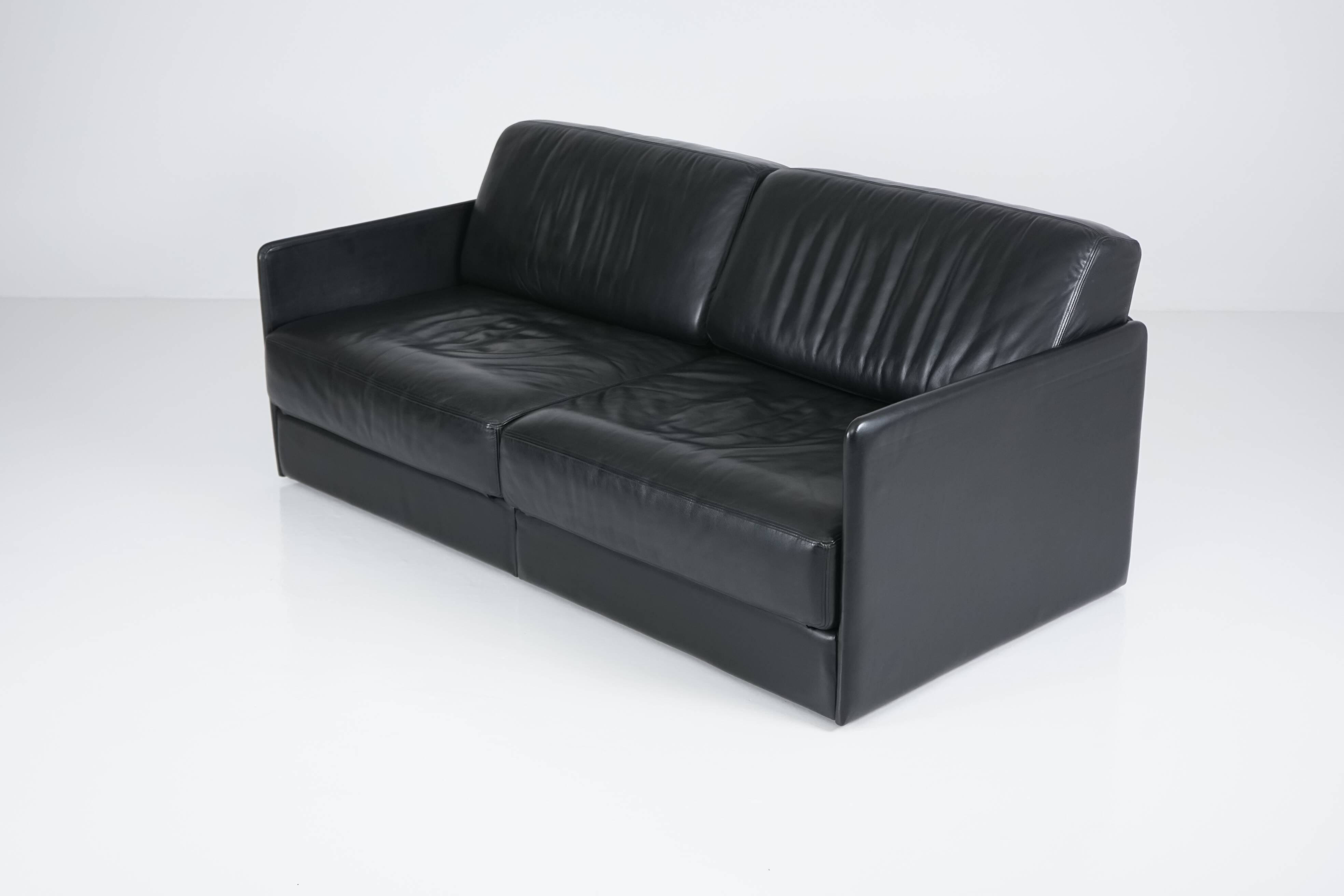 Black leather DS 78 sofa by De Sede