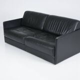 Black leather DS 78 sofa by De Sede