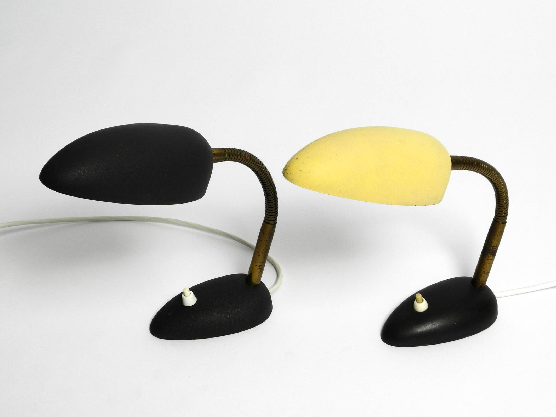 Pair of small 1950s metal table lamps with goosenecks by Gebrüder Cosack