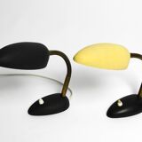 Pair of small 1950s metal table lamps with goosenecks by Gebrüder Cosack