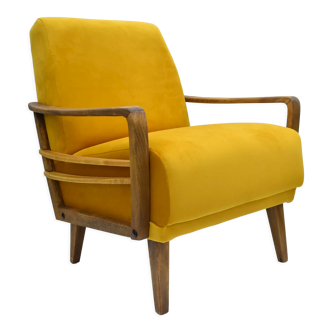 Yellow vintage armchair, Germany, 1960s, mustard velvet