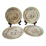 4 medium Moustiers Longchamp plates. Hand-painted by Al.Markoff.