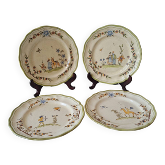 4 medium Moustiers Longchamp plates. Hand-painted by Al.Markoff.