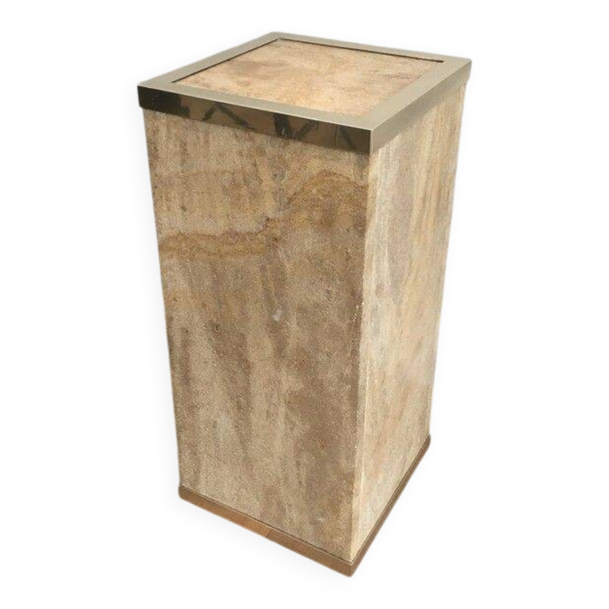 Travertine and brass column by Willy Rizzo