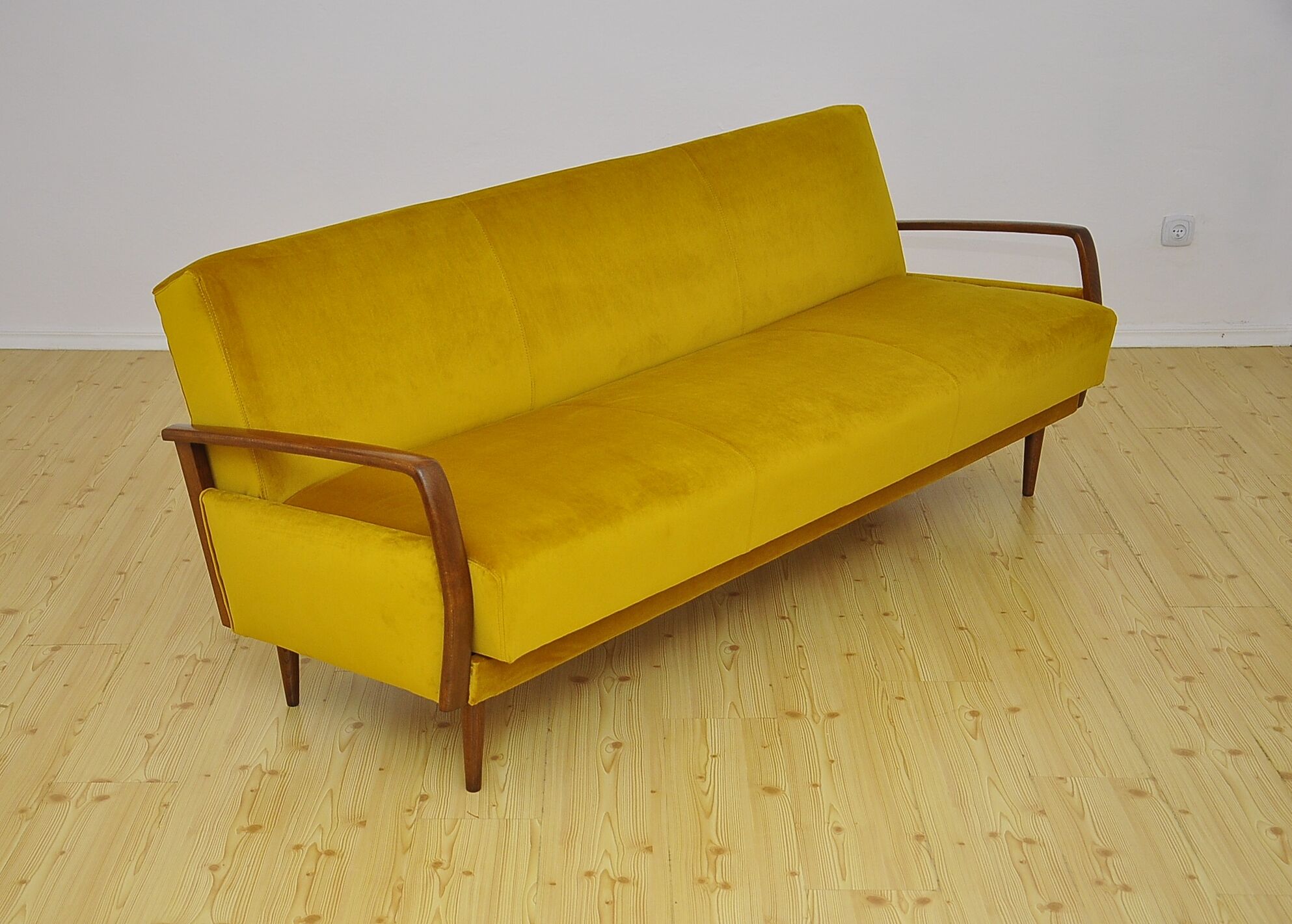 Canapé-lit de jour en velours avec fonction de dépliage, années 1950