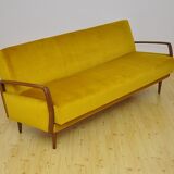 Velvet Daybed Sofa with fold-out function, 1950s