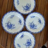 4 old iron earth plates Sarreguemines Watteau