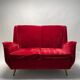 Italian Two-Seater Red Sofa from by I.S.A. Bergamo, 1950s