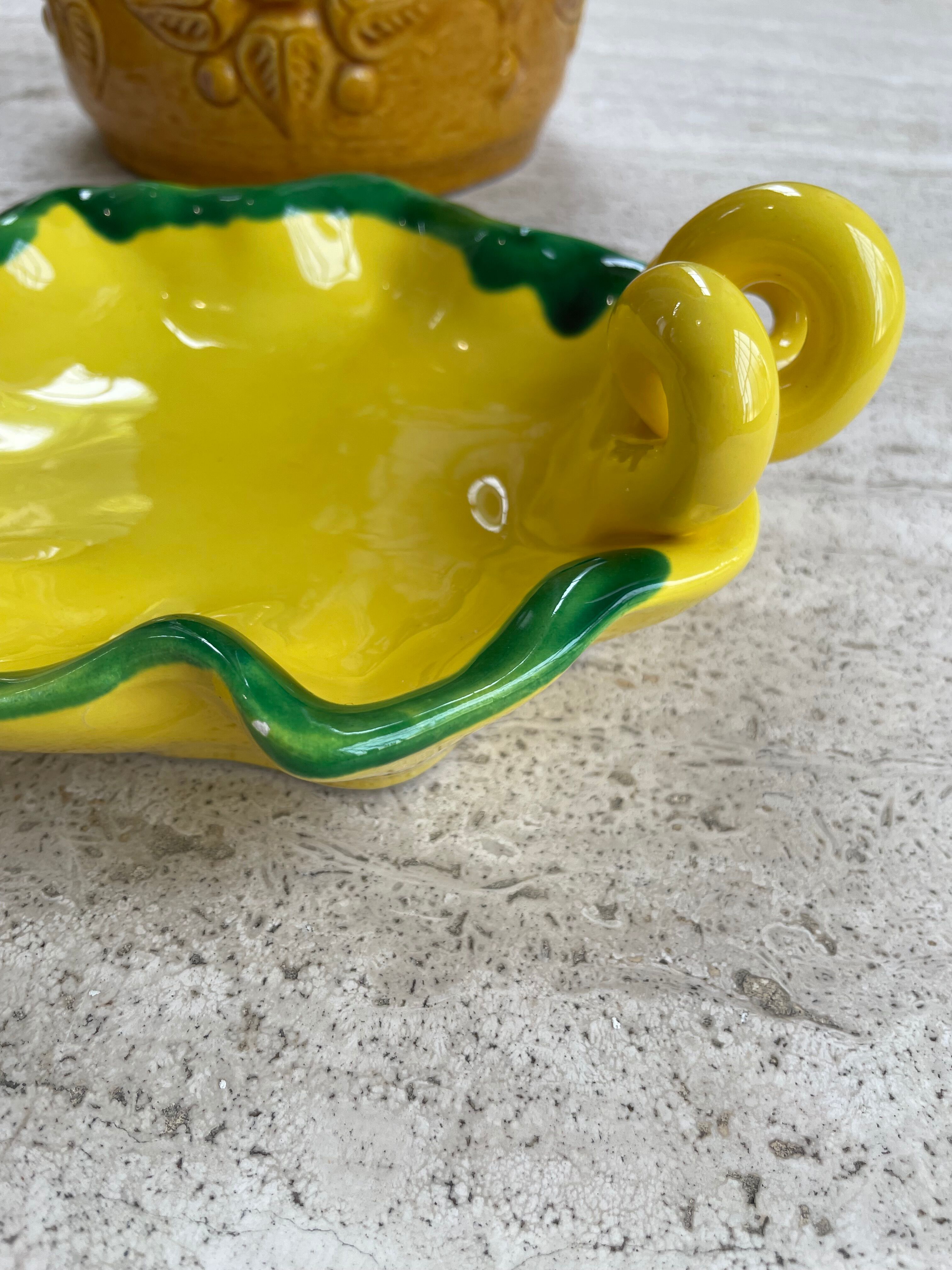 Ceramic yellow vallauris dish