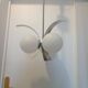 Vintage 3-branch chandelier in aluminum and opaline – 70s – Retro design