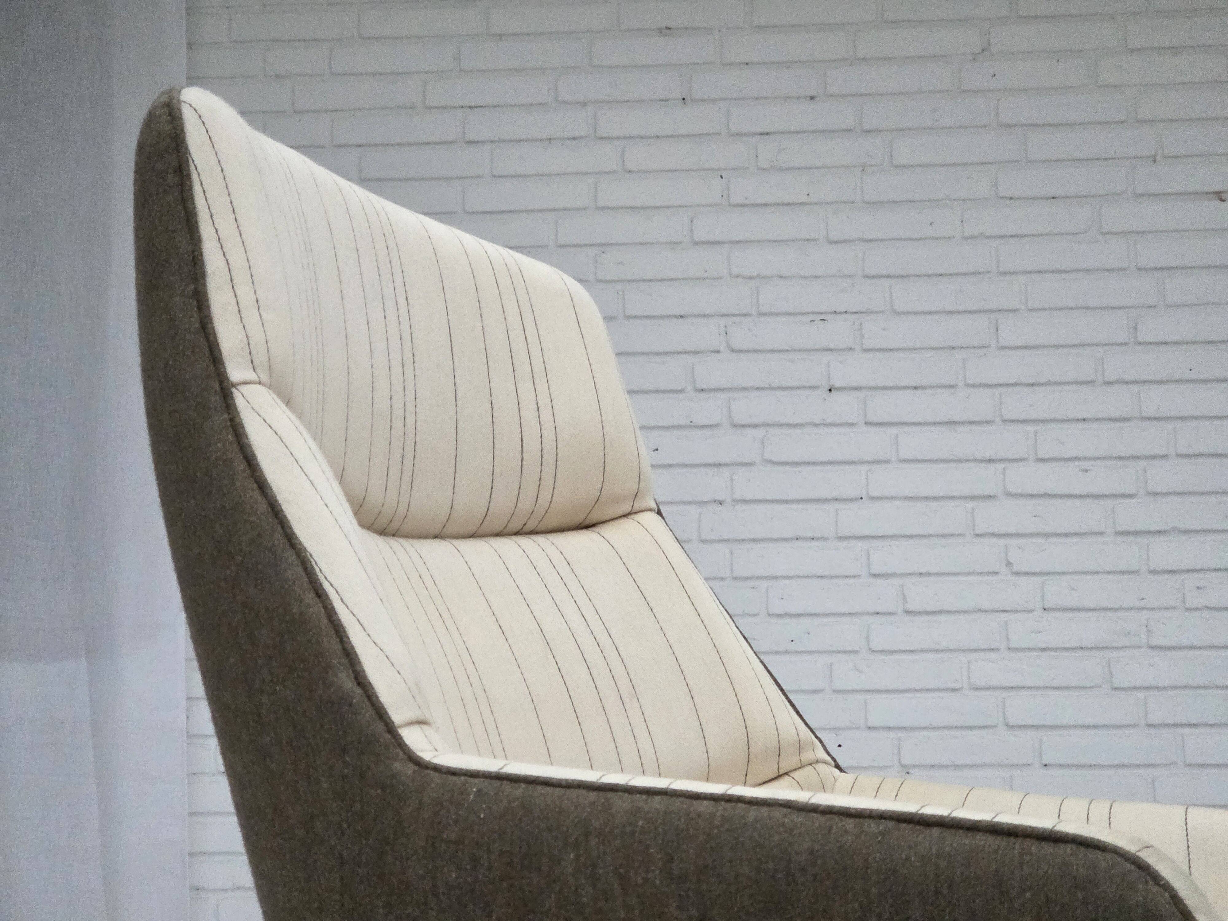 1970s, Danish design by Illum Wikkelsø, furniture wool fabric, oak wood.