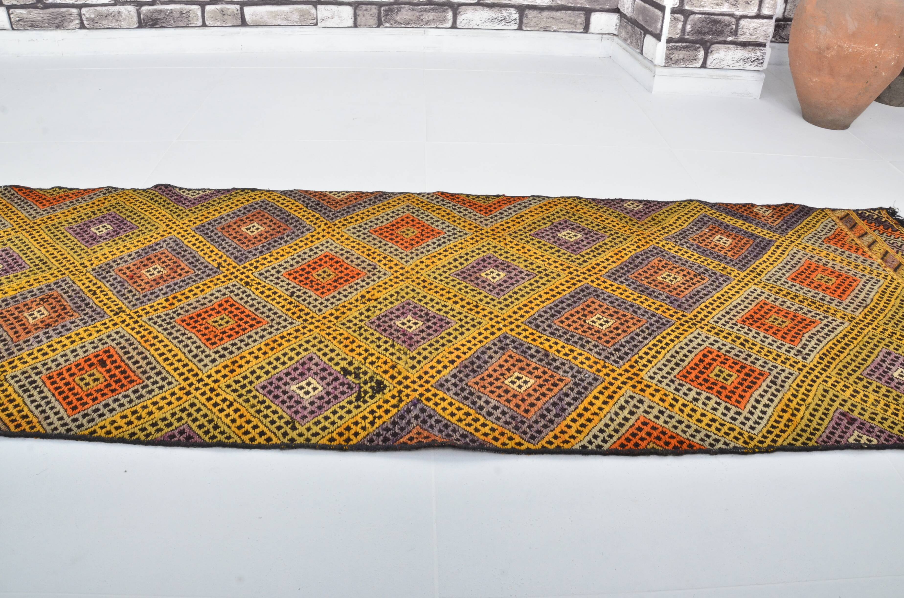 Tapis Kilim en laine tissé à la main de style bohème turc, référence 3401