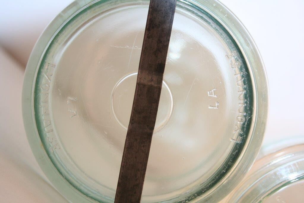 Jar old "La Lyonnaise" glass set of 2