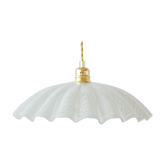 Old pendant lamp with Art Deco engraved glass lampshade