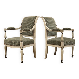 Paire de fauteuils en bois laqué d'epoque directoire vers 1795