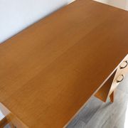 Oak desk, splayed legs, drawers, 1960.