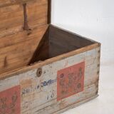 Ancienne malle grise avec détails floraux datée 1878 #26