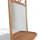 Mid Century French Riviera Rattan and Wicker Mirror With Shelf, Spain, 1960s–70s