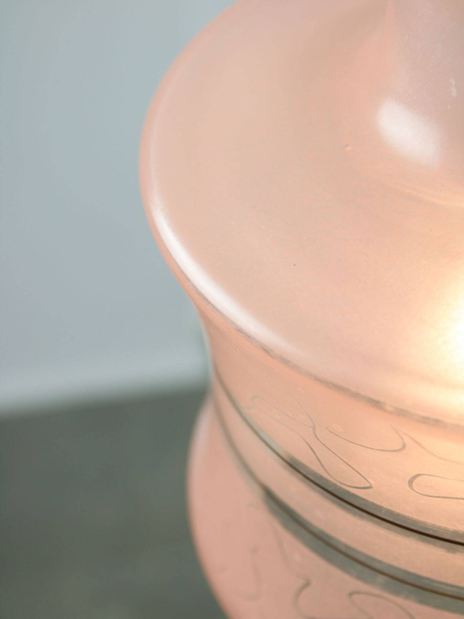 Vintage Italian Chrome and Pink Glass Pendant Lamp