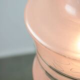 Vintage Italian Chrome and Pink Glass Pendant Lamp