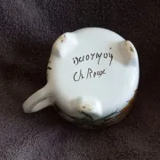 Large ceramic footed mug handcrafted in red.