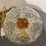 Mazzega Murano globe table lamp with golden brass base
