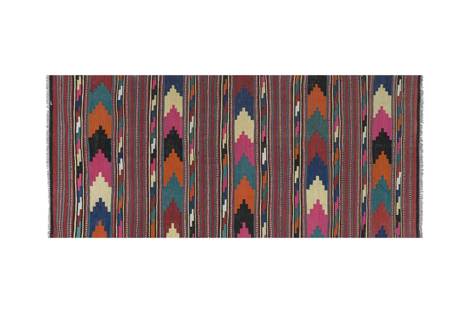 Vintage Turkish kilim, handwoven, 155x364 cm.