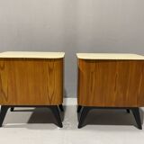 Tables de nuit entièrement restaurées par Jindřich Halabala pour ÚP Závody, années 1950, Tchécoslovaquie