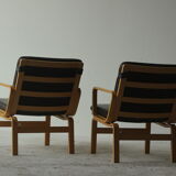 Pair of Mid Century Leather Armchairs by JOC Sweden, 1970's