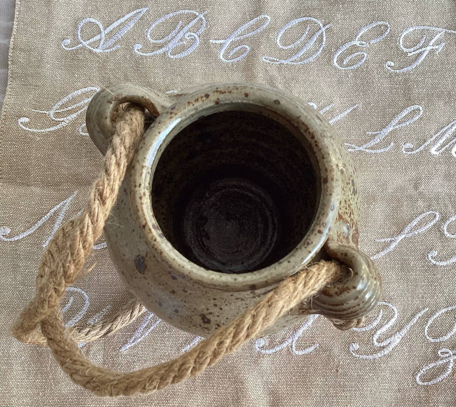 Pot vase with handles pyrite stoneware Truchon Corsica